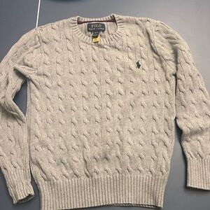 Polo by Ralph Lauren Kid’s Cable Crewneck Sweater - Light Gray